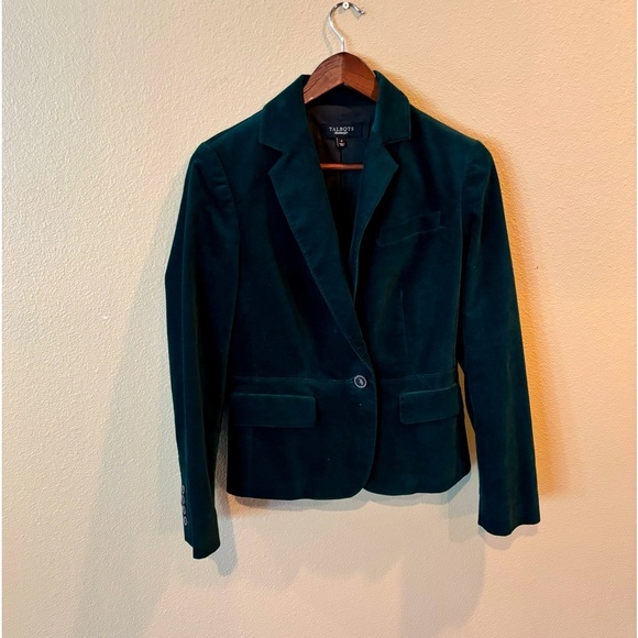 Talbots Velveteen Blazer in Green, size 4, Holidays, Party, Events, Classic - Picture 2 of 10
